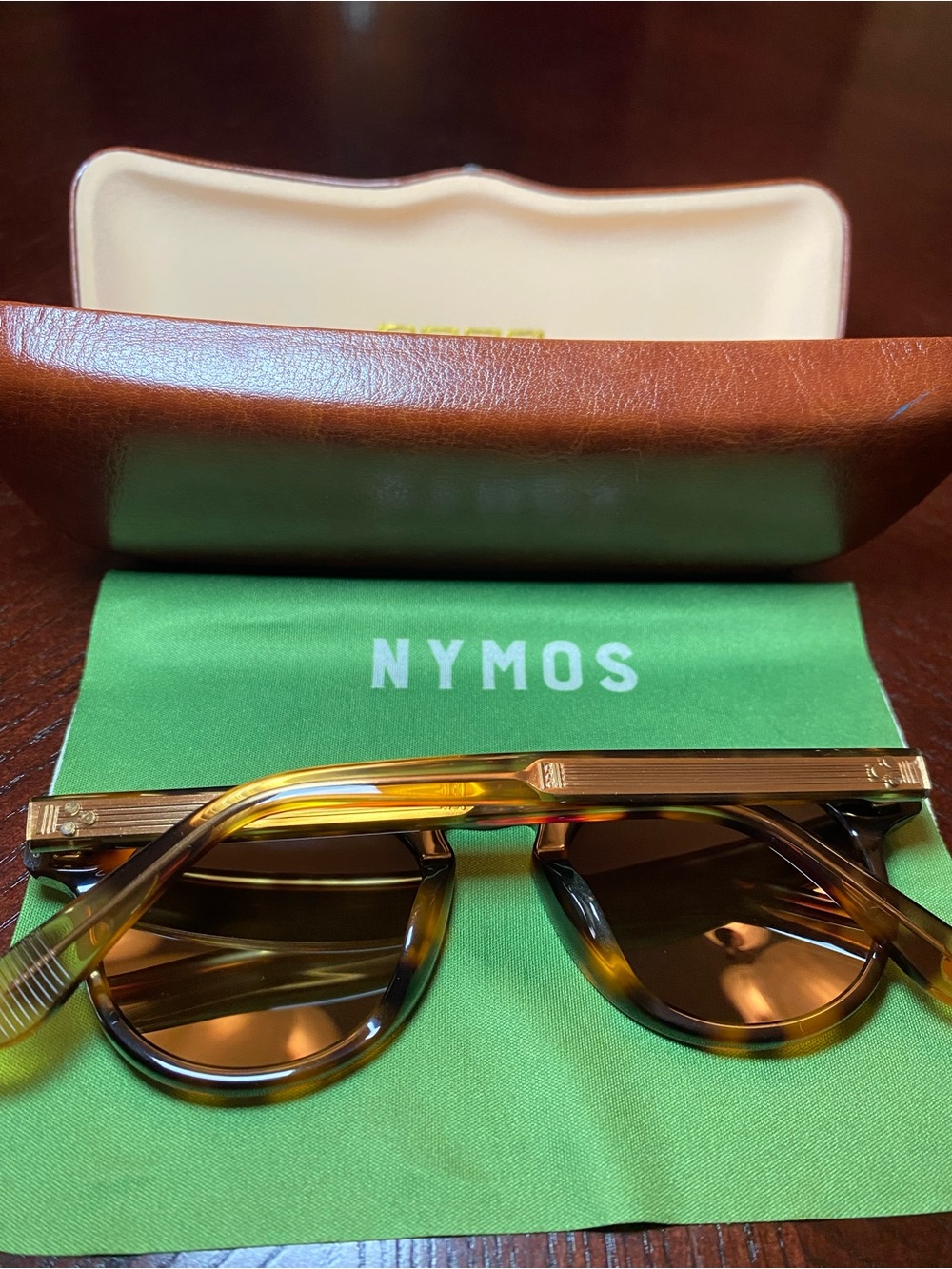 NYMOS Tortoise Shell Sunglasses with gold accents, cleaning cloth and case - Picture 6 of 15